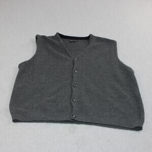 VOX Sweater Vest Men Large Gray Waffle Knit V Neck Grandpa Heritage Academia 90s